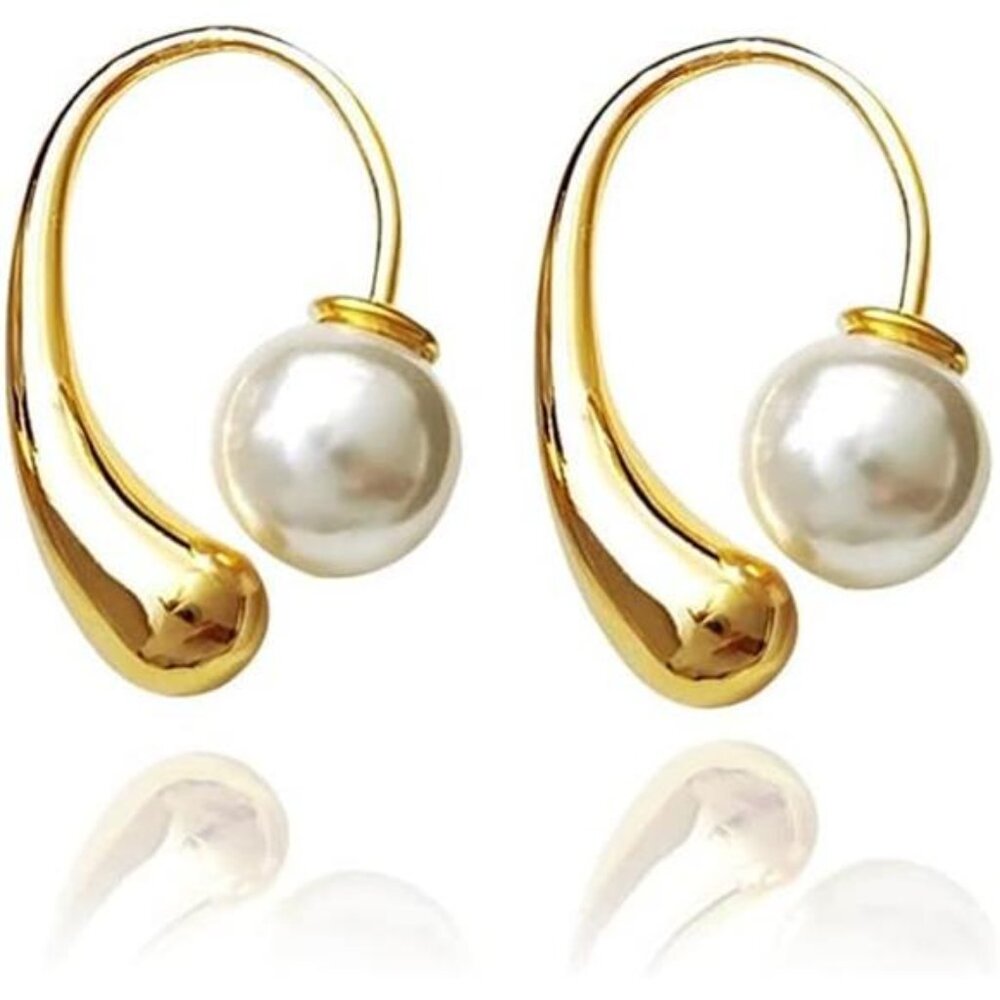 18K Gold Plated Pearl Water Drop Earrings | Elegant Dangle Jewelry
